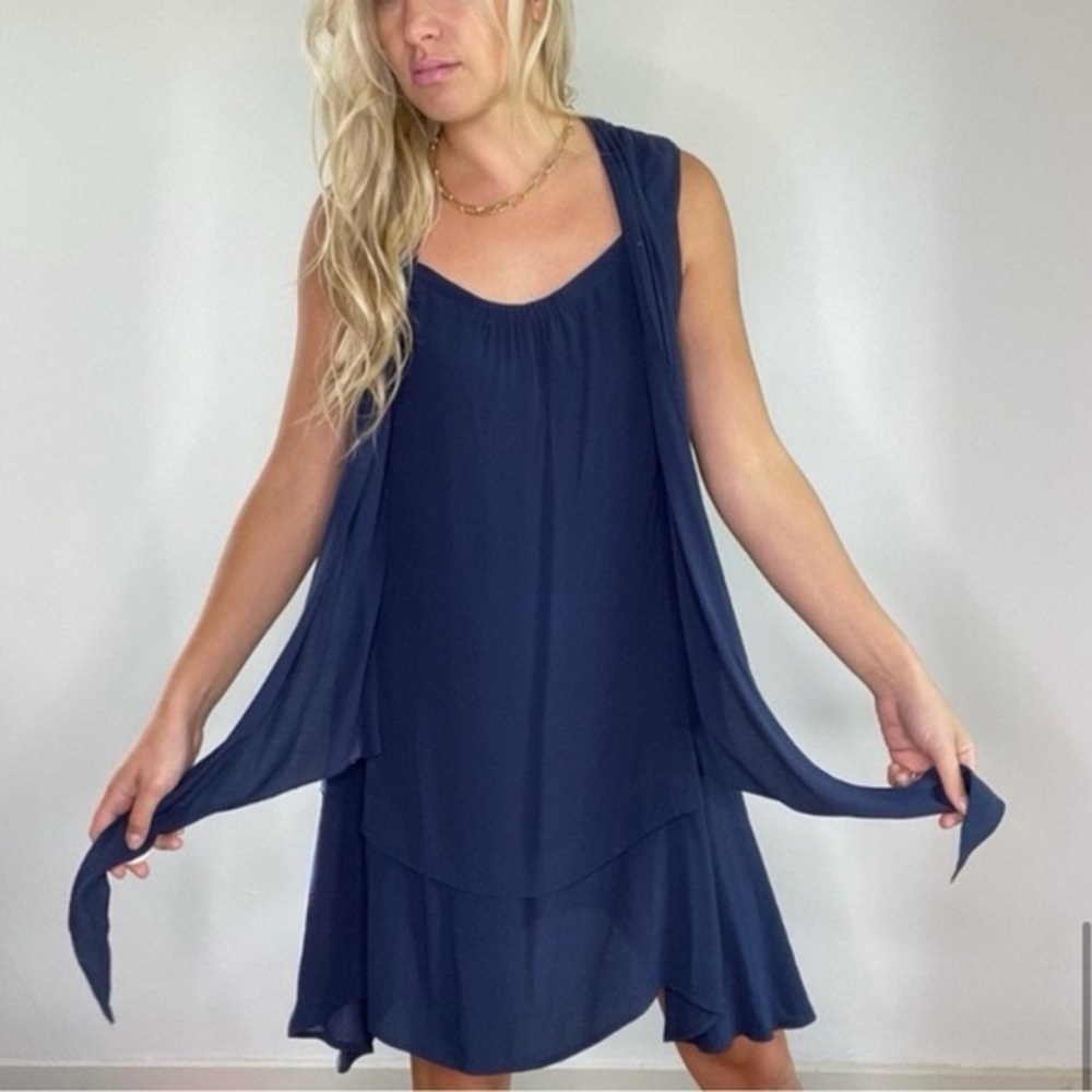 SUNDANCE Sz MD Sleeveless Lagenlook Dress Layered Tie Waist